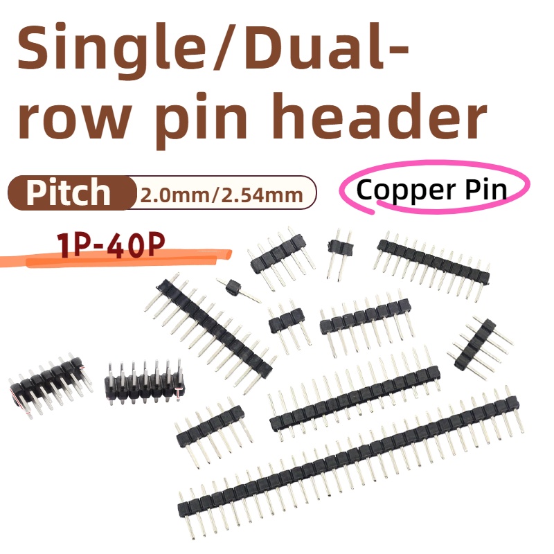Male Female Header Pin - 10 adet, 2.54mm aralıklı tek/çift sıralı