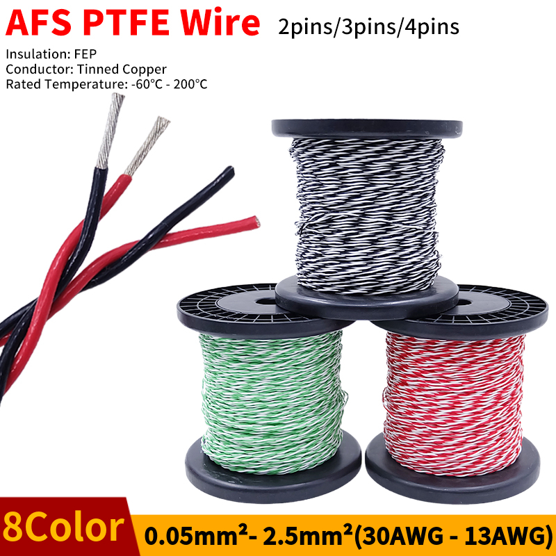 Diy Electronics Music - PTFE Tel AFS200 2 pins 26/25/24/22/20/18/17/15/13AWG