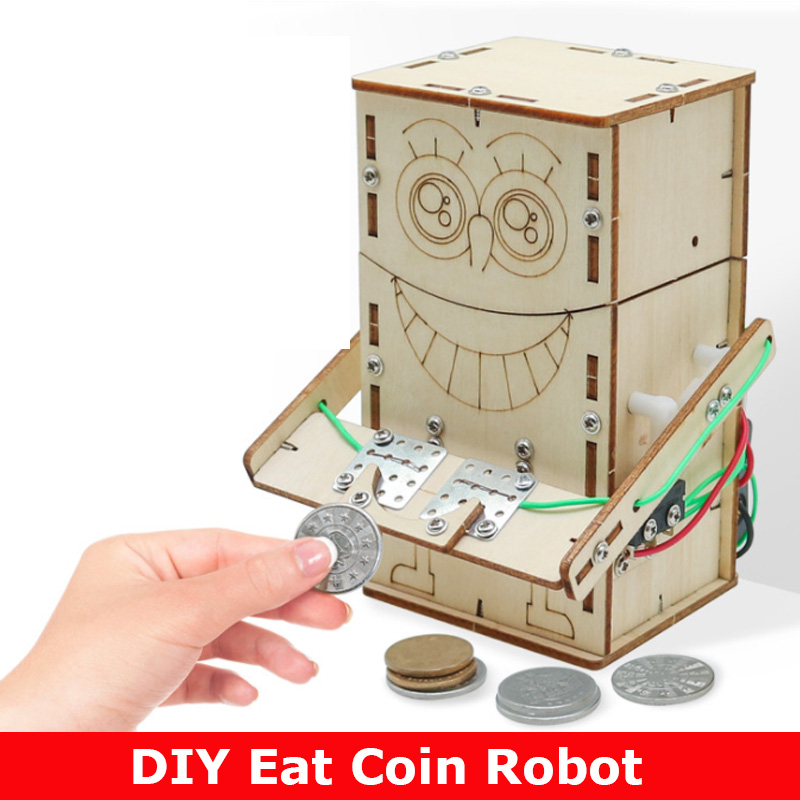 Diy Electronics Kids - Ahşap Elektrikle Çalışan Yemek Para Robotu