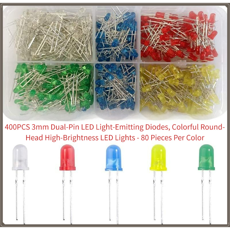 400PCS 3mm Çift Pinli LED Diyo - R/Diy Electronics incelemesi ve fiyatı